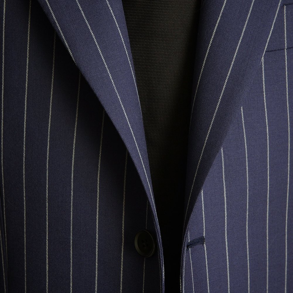 The Regent Stripe Suit – lapel and fabric detail