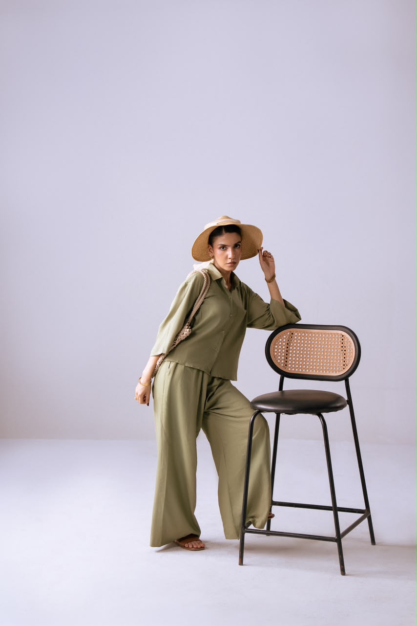 The Slow Season Shirt - seated full look