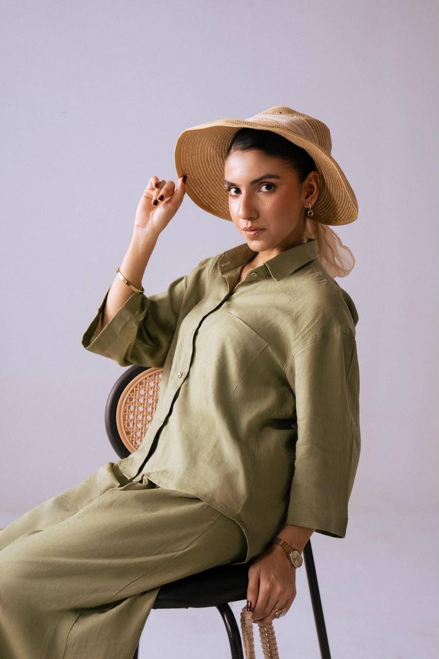 The Slow Season Shirt - seated full look