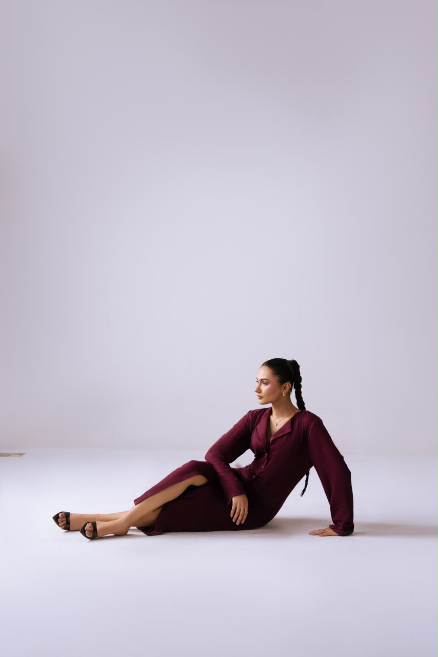 The After Hours Dress - seated floor pose