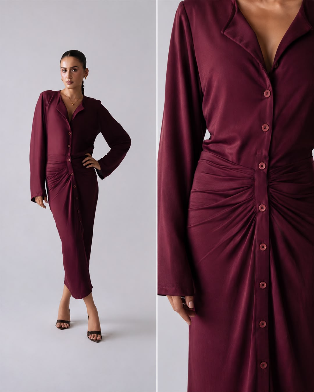 The After Hours Dress - front and detail split shot