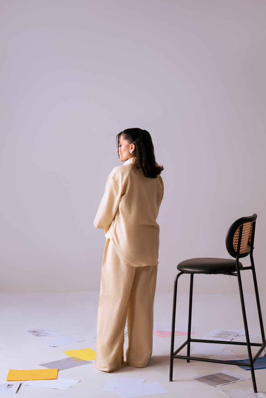 The Slow Season Shirt & Easy Escape Trousers – back standing view 2