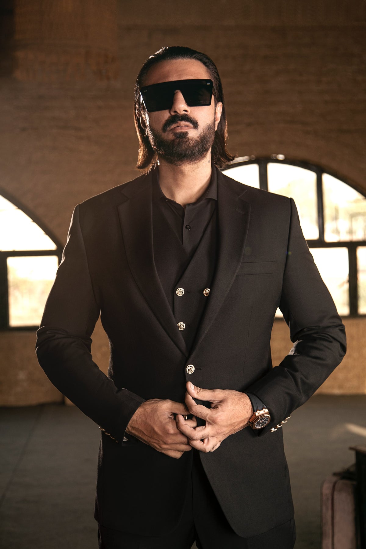 Classic Black Three-Piece Tailored Suit