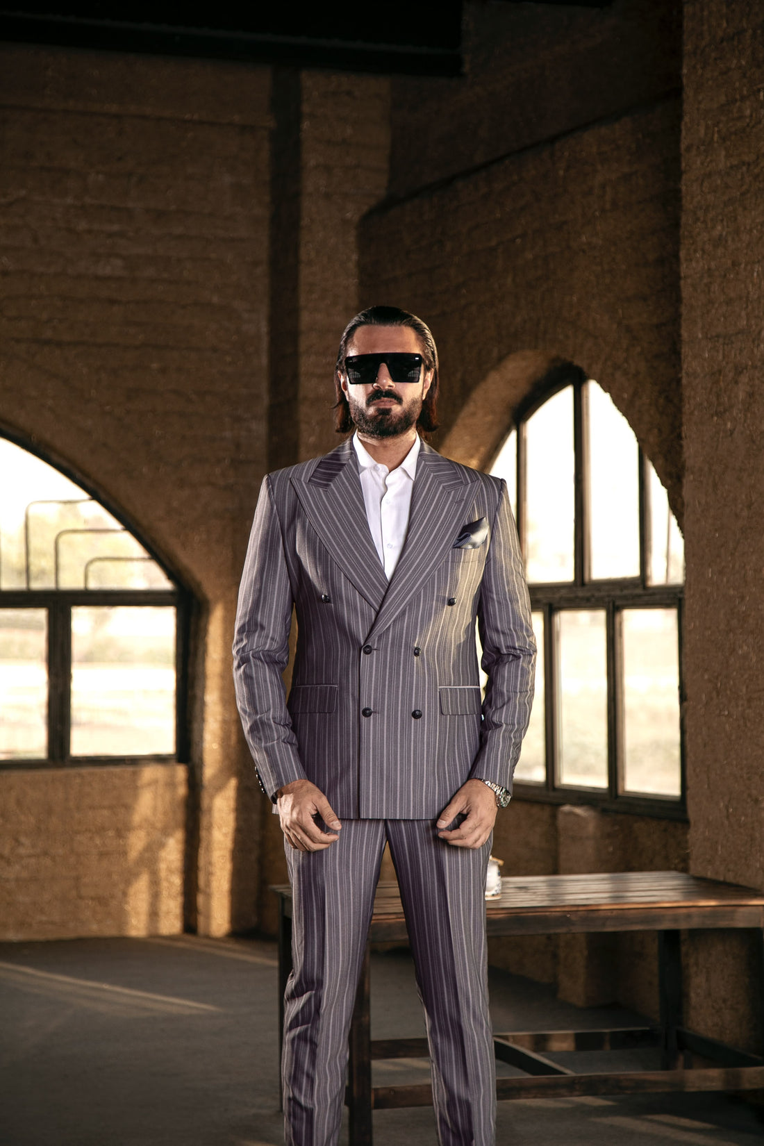 The Sovereign Stripe Double-Breasted Suit