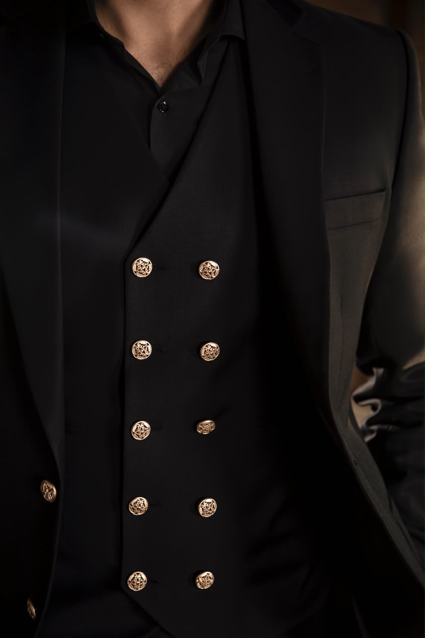 Classic Black Three-Piece Tailored Suit