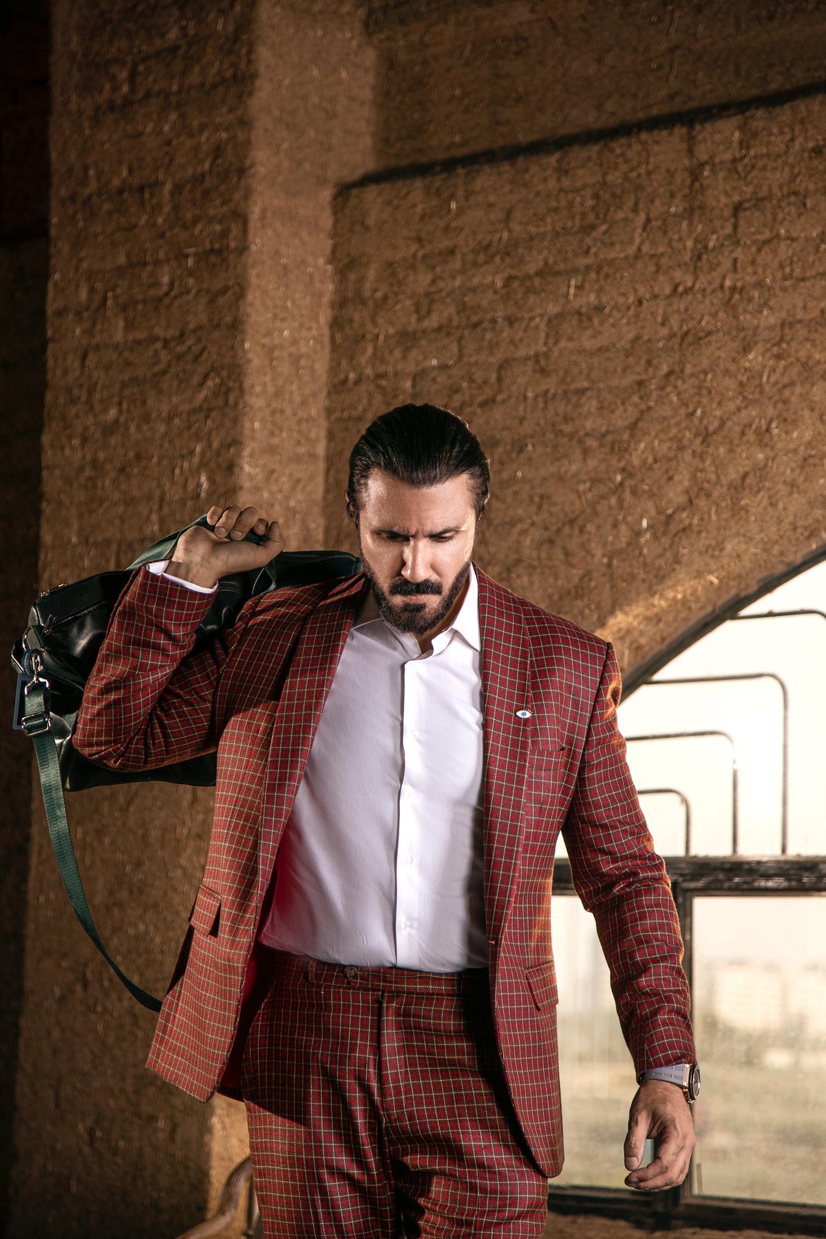 Burgundy Windowpane Suit