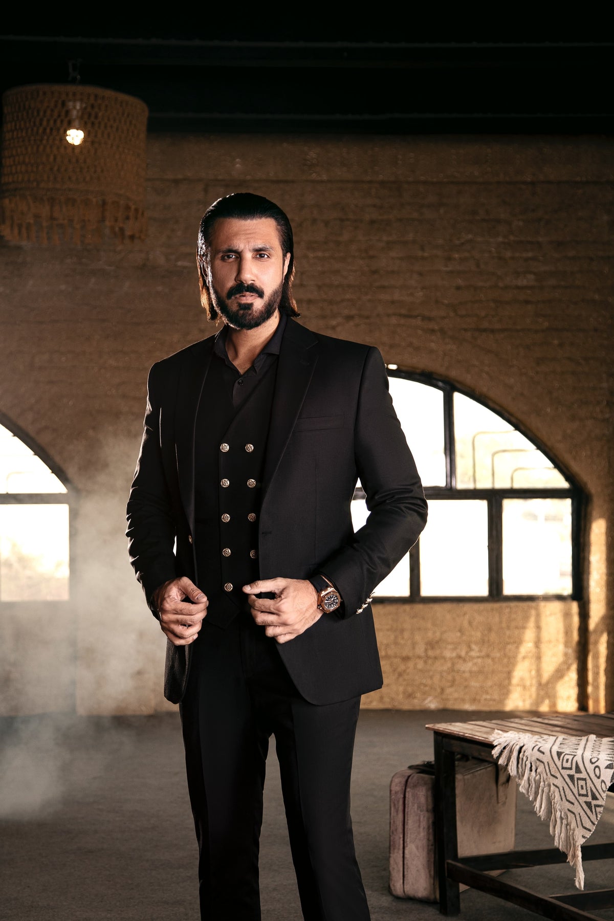 Classic Black Three-Piece Tailored Suit